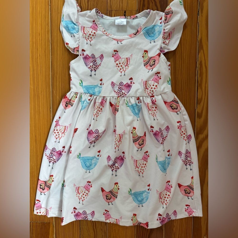 Girls Whimsical Chicken Print Dress